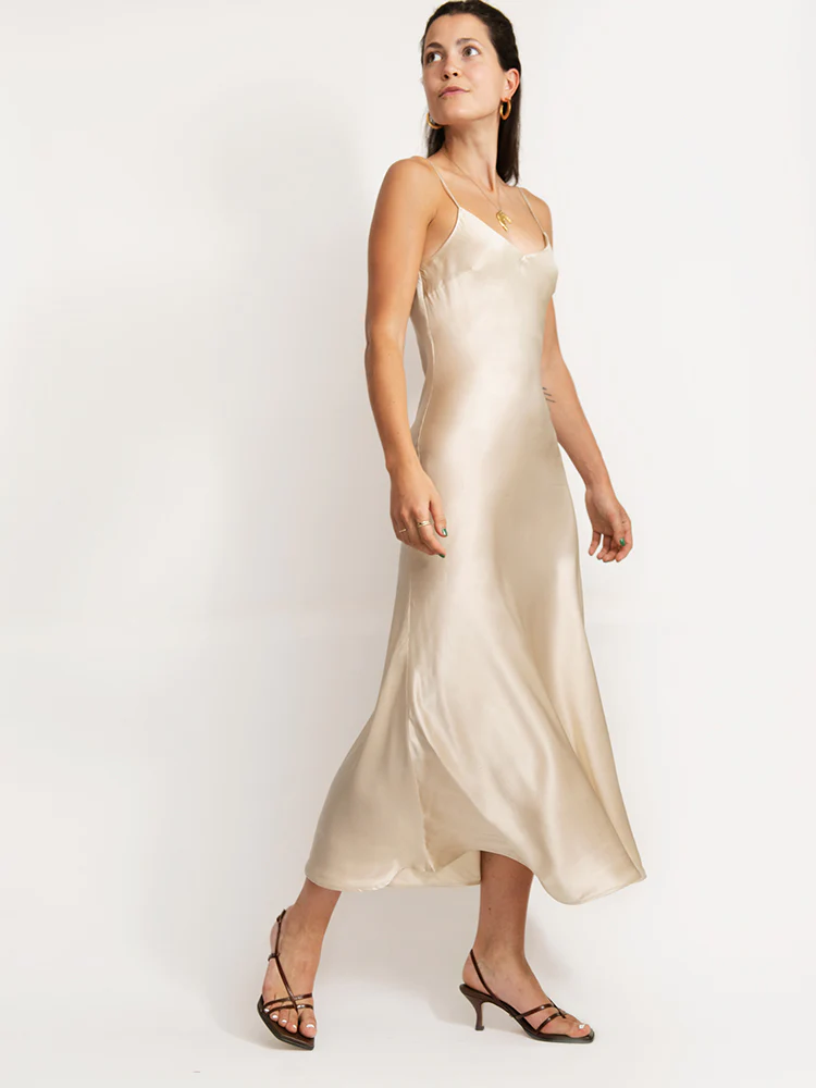Knug Silk Slip Dress Champagne | MercerOnline